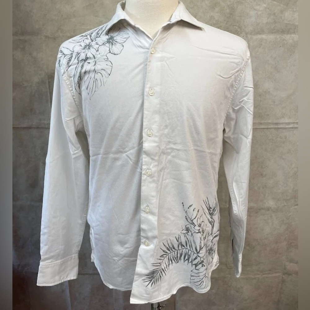 Tommy Bahama Hawaiian Shirt Mens XXXL White Hibiscus Bouquet Silk Blend